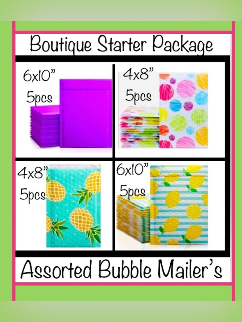 20ct Assorted Bubble Poly Mailers 🍋🆕🍋Boutique Starter Package⭐️20ct TY Stickers
